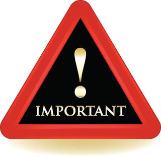RED RECTANGLE AND INSIDE READS IMPORTANT WITH AN EXPLANATION POINT IN WHITE