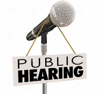 MICROPHONE WITH WORDS PUBLIC HEARING