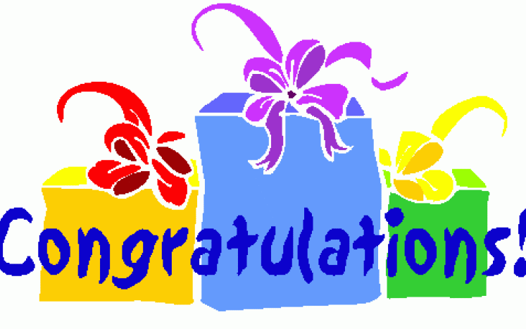 colorful boxes with ribbons and the word CONGRATULATIONS