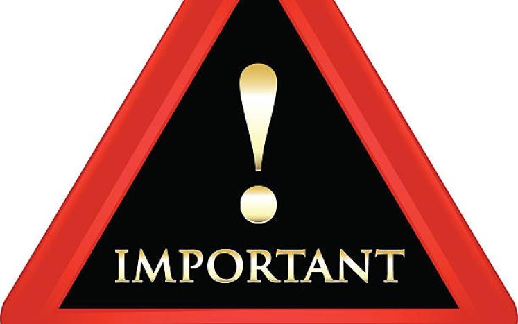 RED RECTANGLE AND INSIDE READS IMPORTANT WITH AN EXPLANATION POINT IN WHITE