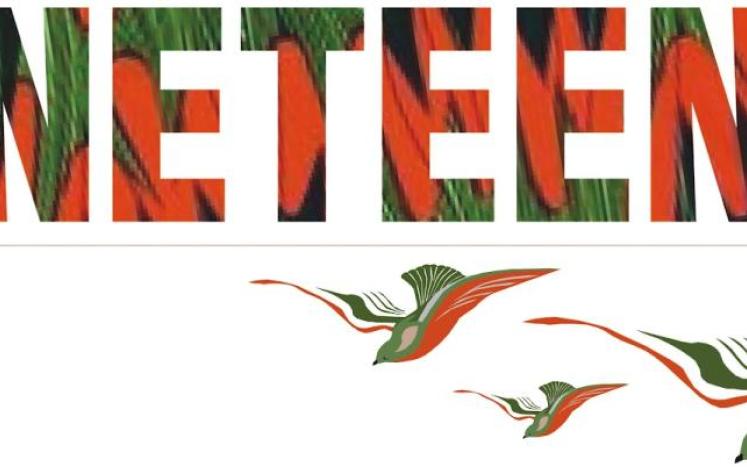 Green and red word JUNETEENTH