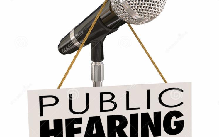 MICROPHONE WITH WORDS PUBLIC HEARING